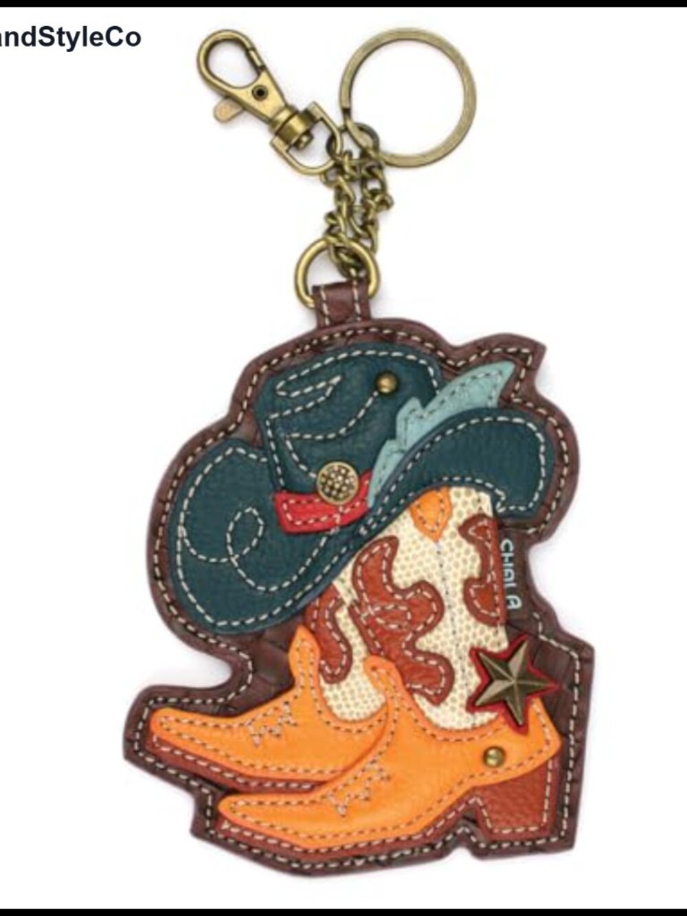 Chala Western Boot Faux Leather Key Fob Coin Purse Accessory